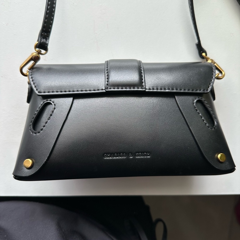 Charles & Keith Black Crossbody Bag with Gold Clasp - Picture 2 of 4